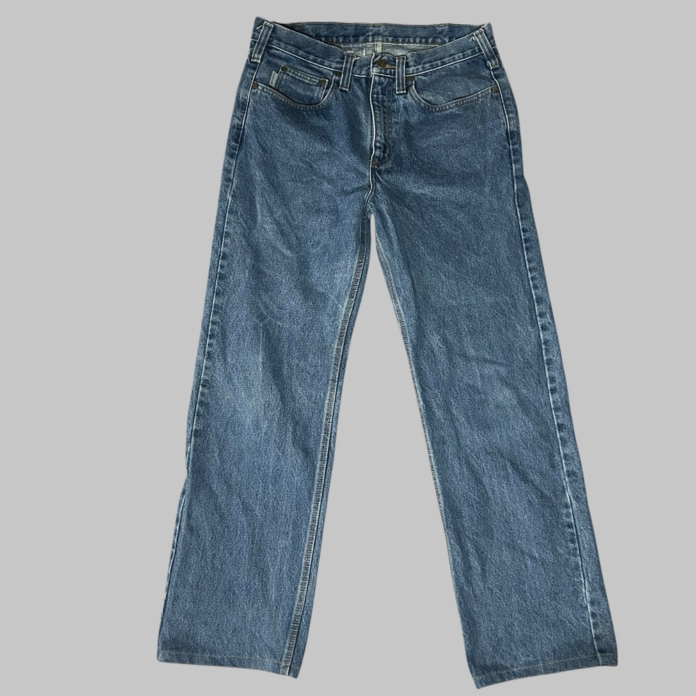 Carhartt Men's 32x29* Traditional Straight Light Blue Denim Jeans Shortened